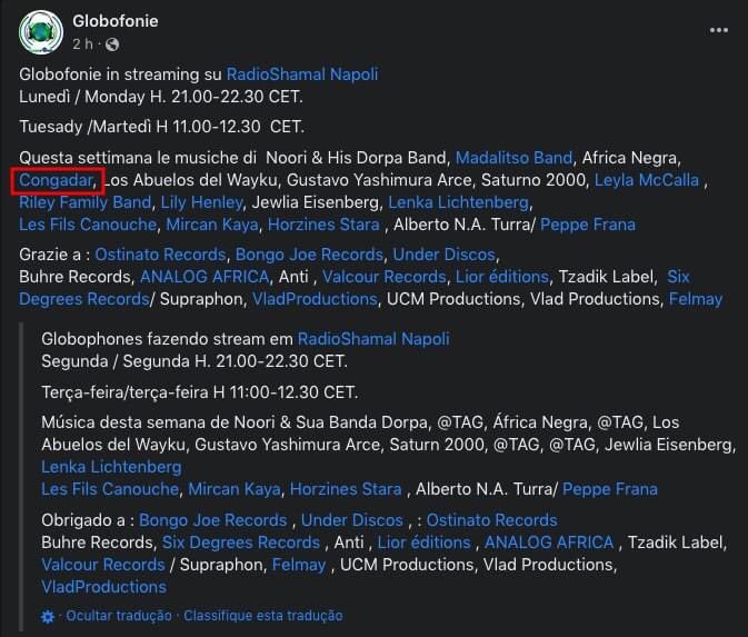 congadar's tweet photo. O Congado Mineiro no velho continente. Dessa vez no programa Globofonie na @RadioShamal de Nápoles (It).
Our music playing in Italy 🇮🇹 on the radio show Globofonie streaming on Radio Shamal.
#Italia #Italy #radioshow #worldmusic #Napoli #congadar #musicabrasileira #brazilianmusic https://t.co/Ec2zQFwOyJ