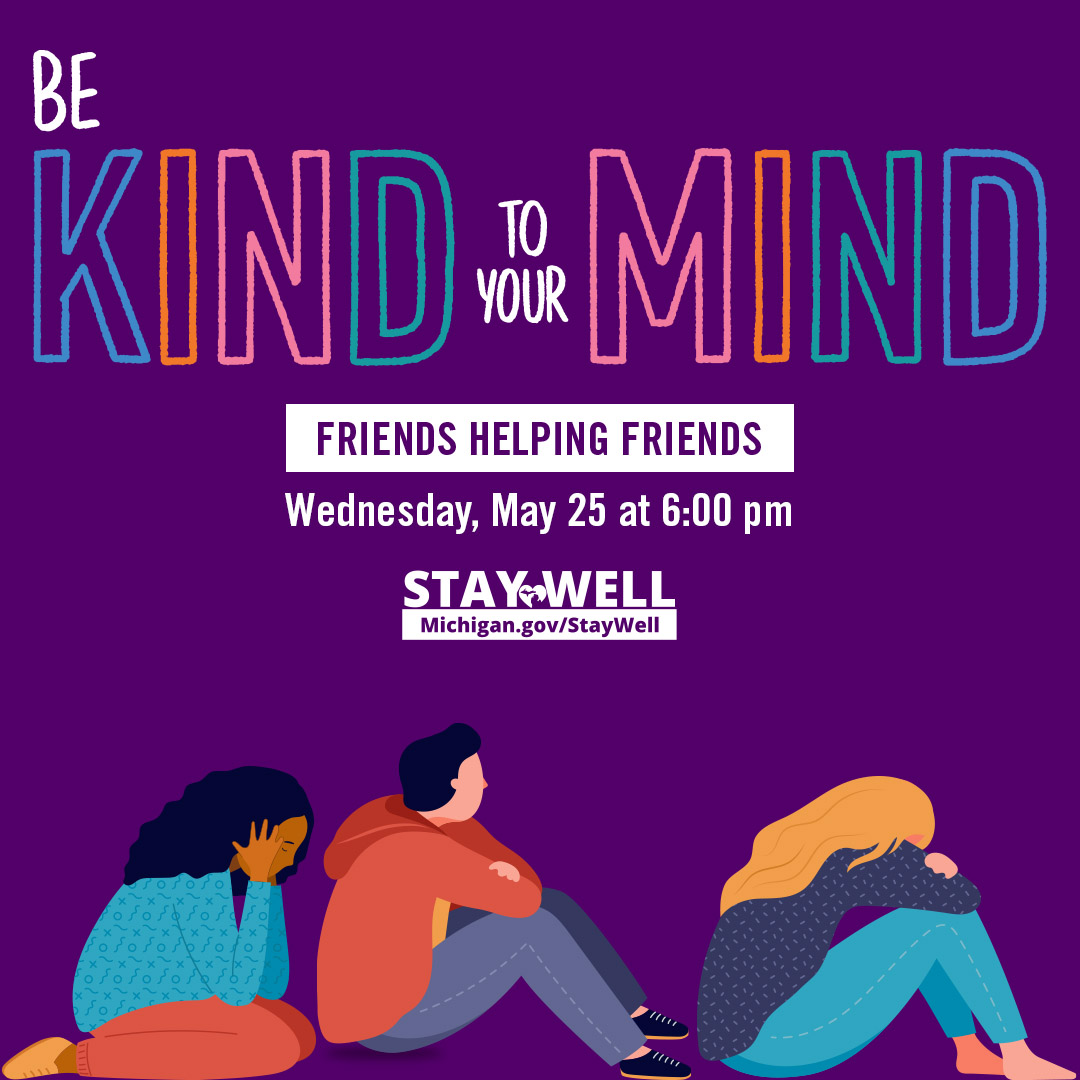 Calling all Teenagers! Do you need advice on how to help a friend struggling with unhappiness or anxiety? If so this webinar from the Stay Well program could save a life!
📅 May 25 at 6 p.m.
💻 Register at bit.ly/3Mgbmf6
🧠 Resources page at bit.ly/3w8PVae.
