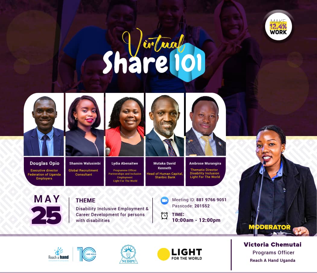 Do you want to understand the traits of inclusive employment?

Join us for a virtual  share 101 tomorrow from 10 am to 12pm, as we discuss inclusive employment for persons with disabilities.

#WeCanWorkUG