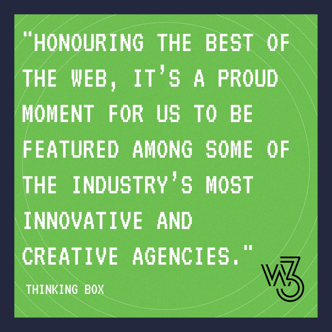 Amazing testimonial from w3 winner <a href="/thinkingbox_/">Thinkingbox</a> 

Submit your work today to be recognized among the most innovative creators on the web!

Go to w3awards.com to learn more and enter your work 😍