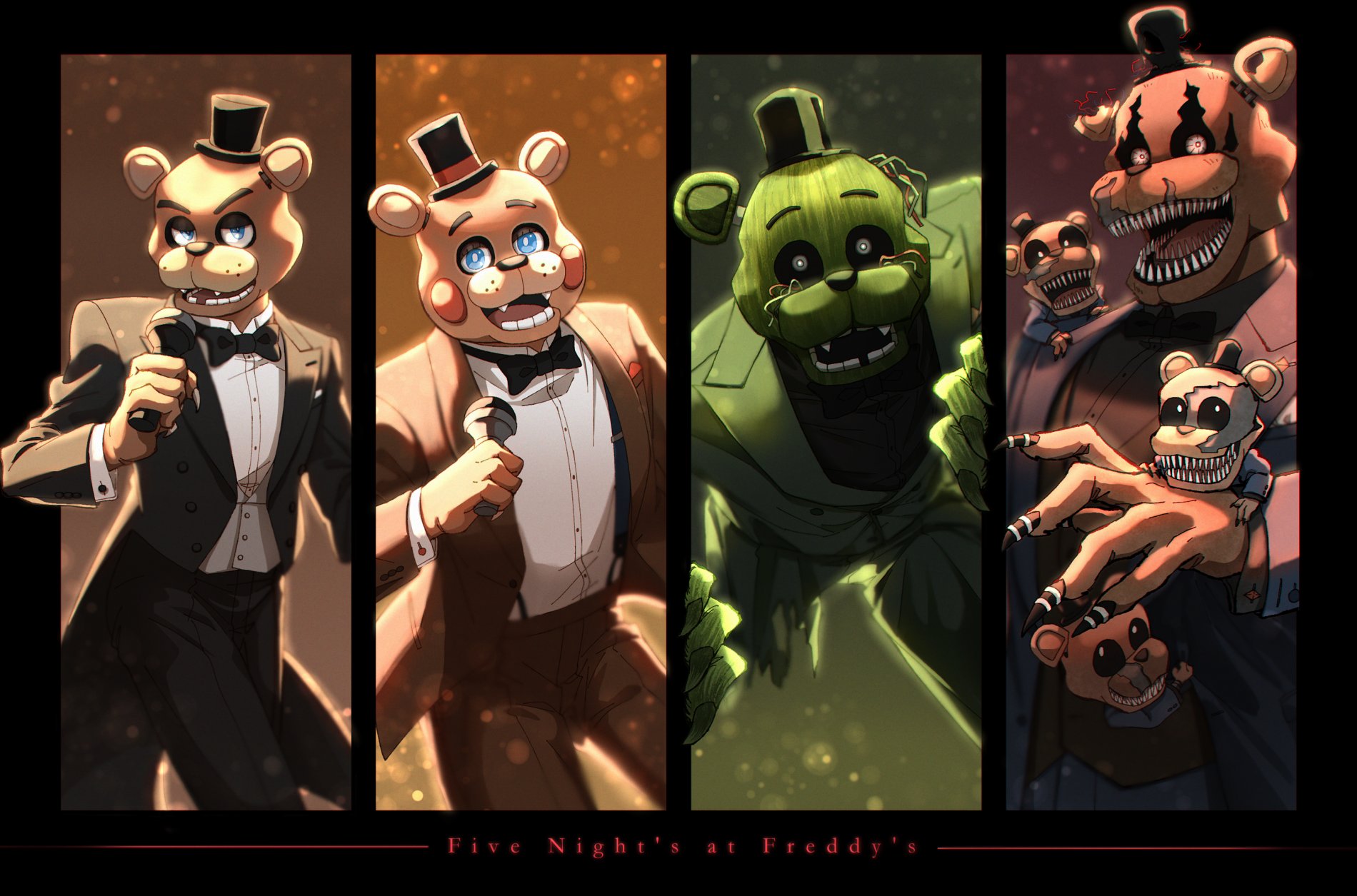 1❷ on X: 【Freddy dress】 FNAF1~FNAF:SB All Freddy! #FNAF