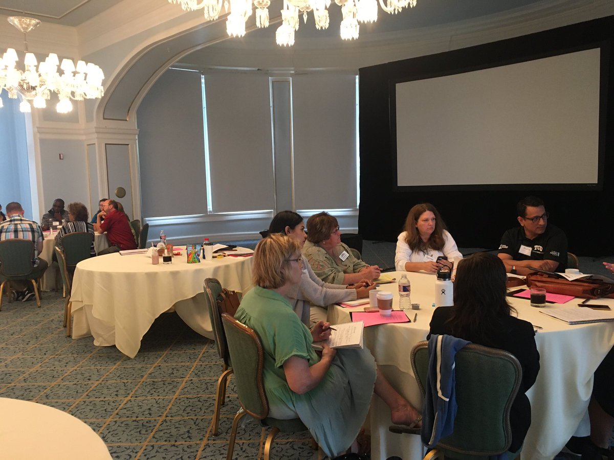 dejenkins's tweet photo. #TACTE Retreat self-selected small group sessions collaboration and discussion Faculty/Staff morale, External Funding & Research in Teacher Ed., School & Community Engagement, Implementing Teacher Residencies, & edTPA implementation. https://t.co/czypSDHXpP