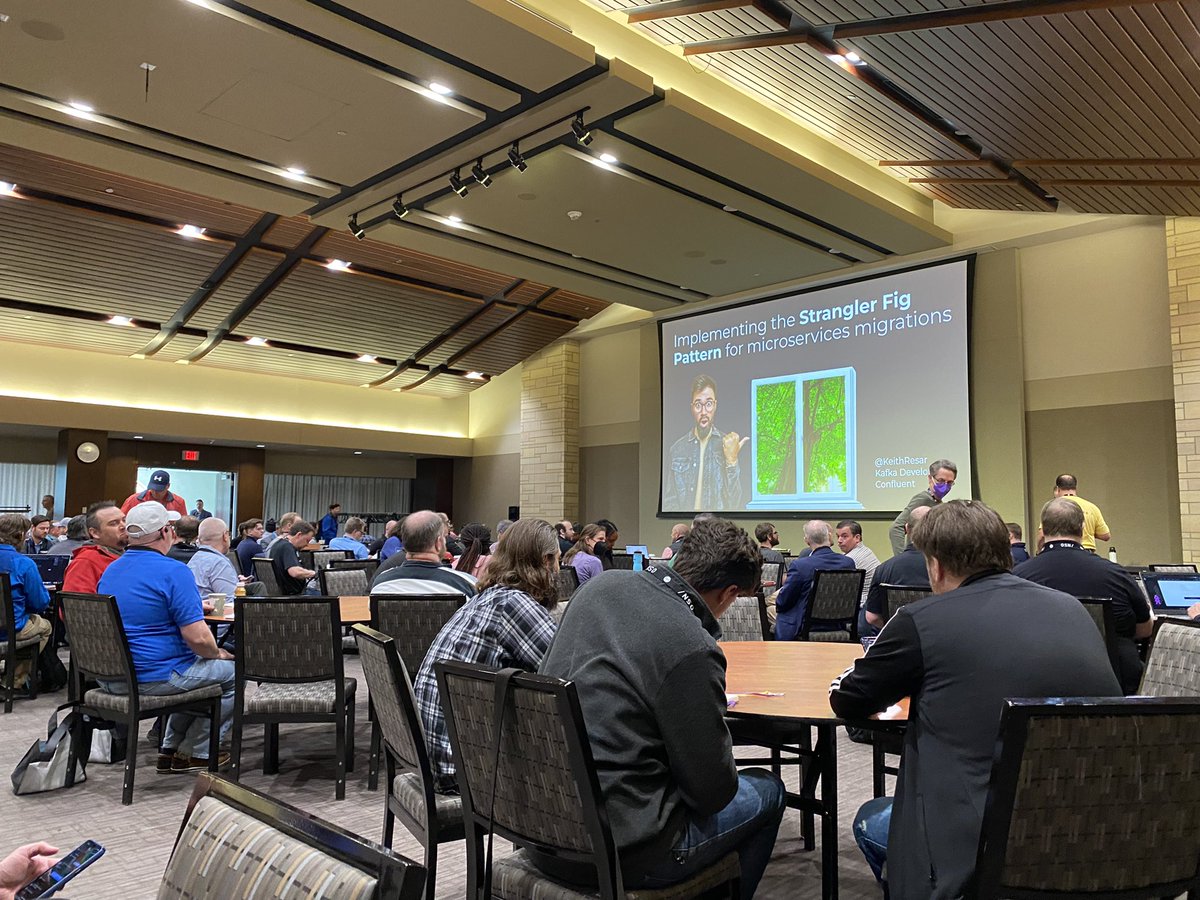 nbuesing's tweet photo. @OpenSourceNorth sessions about to start. Stating off with @confluentinc’s very own @KeithResar. 

“Strangler Fig Pattern” https://t.co/09J6YuPclW