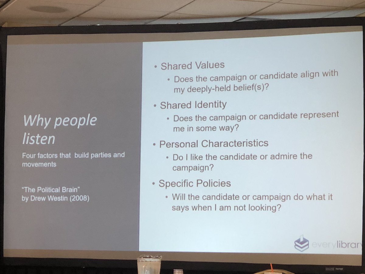 Susan_Reads's tweet photo. Why people listen - 4 factors that build parties & movements. #everylibrary #MassLib2022 https://t.co/UcdAAal6Ms