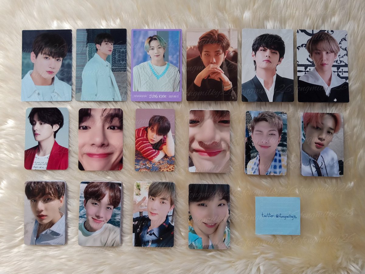 fongmilky26's tweet photo. ✿ มีใครสนใจใบไหนมั้ยคะ🥺 ดิคอนแต่ละเมมได้ครบ14ใบเลยค่ะ การ์ดเกือบทุกใบไม่มีตำหนินะคะ ถ้าสนใจฝากเฟบหน่อยนะคะ ราคาเป็นมิตรแน่นอน🙇🏻‍♀️

#ตลาดนัดบังทัน #การ์ดจองกุก #การ์ดแทฮยอง #การ์ดจีมิน https://t.co/tvxoANqrmn