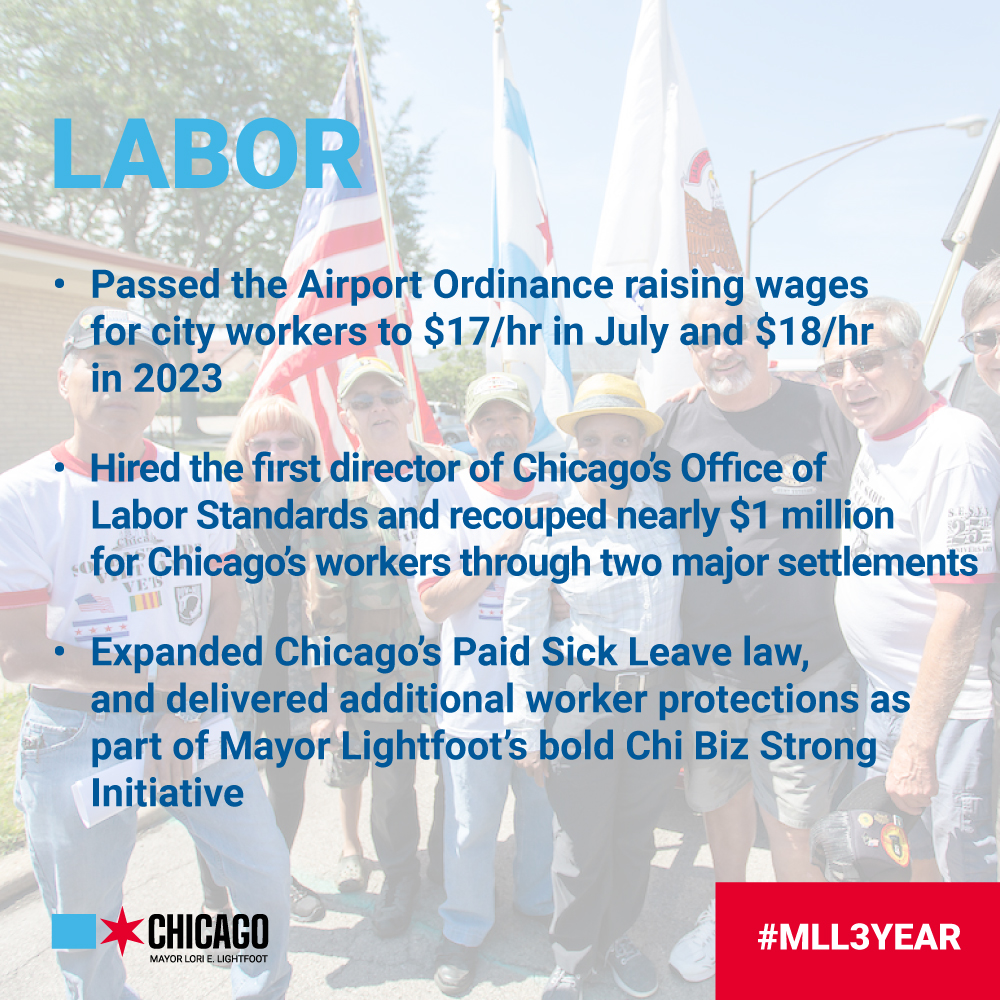 ChicagoBACP's tweet photo. BACP and @ChicagosMayor are committed to ensuring a fair and vibrant marketplace for businesses, workers and consumers in Chicago.

Under Mayor Lightfoot’s leadership, the #ChiBizStrong initiative delivered financial relief, cut red tape and targeted worker protections. #MLL3Year https://t.co/ZJFRwiZl0p