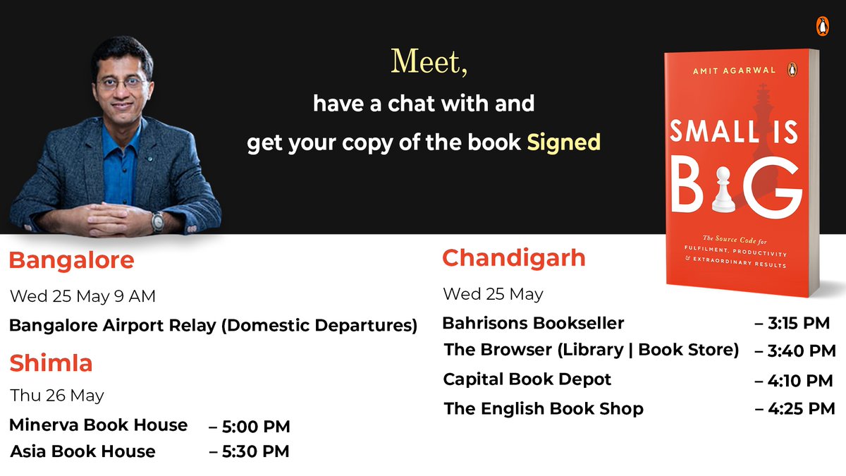 amit_itbhu98's tweet photo. ✔️Book Signing continues in Bangalore(Airport), Chandigarh & Shimla.
#smallisbig #books #bangalore #chandigarh #shimla https://t.co/W6WYIPwpaQ