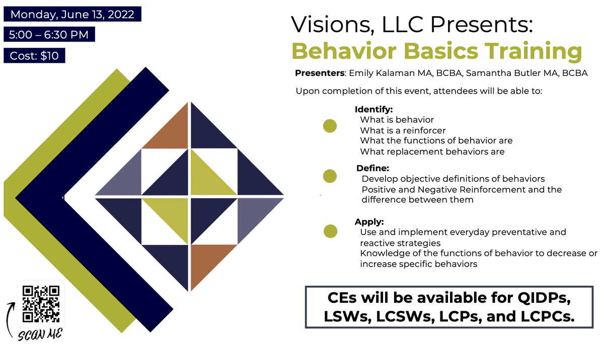 Try_ABA's tweet photo. We are hosting our first live event and training! Our first topic is "Behavior Basics" in which we take a look at what behavior is as well as why we engage in behaviors! Scan the QR code on the flyer for registration! #behaviorsupport #behaviorchange #behavior #TrainingTuesday https://t.co/E7jUblzwT7