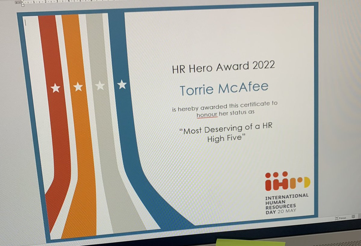 McafeeTorrie's tweet photo. Bit late to the mark as I was on leave on International HR Day, but back in yesterday to a lovely little surprise in my inbox 🎉 https://t.co/Rj1LRy5Fnn