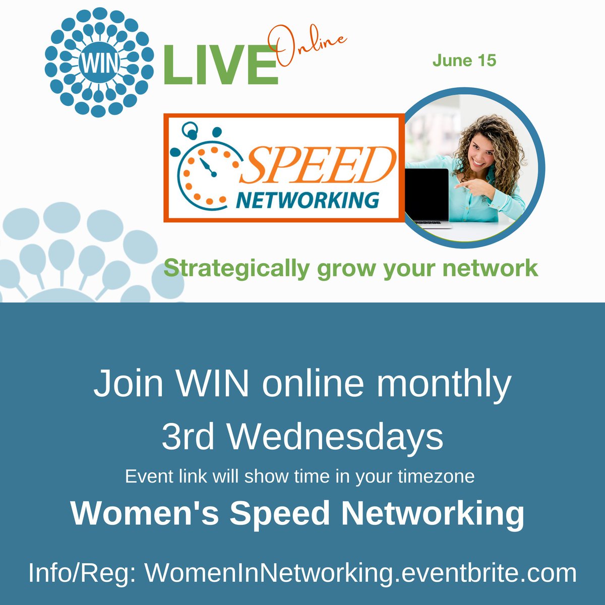 NetworkwithWIN's tweet photo. We're excited to do something new to take your connections to the next level! For WIN's June 15 online Speed Networking, we'll be using a strategic matchmaking tool where you can note the types of connections you'd most like to make. Info/Reg: https://t.co/nu43YyoNiY https://t.co/jB9NbeUhqL