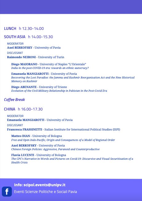 FlaviaLucenti's tweet photo. Domani @unipv ospita  l’#AsiaDay, tema “#PostPandemic Socio-Political Trajectories in Asia”. Felicissima di partecipare alla discussione!
Tutte le info in locandina 👇 https://t.co/41qJLAUlW6