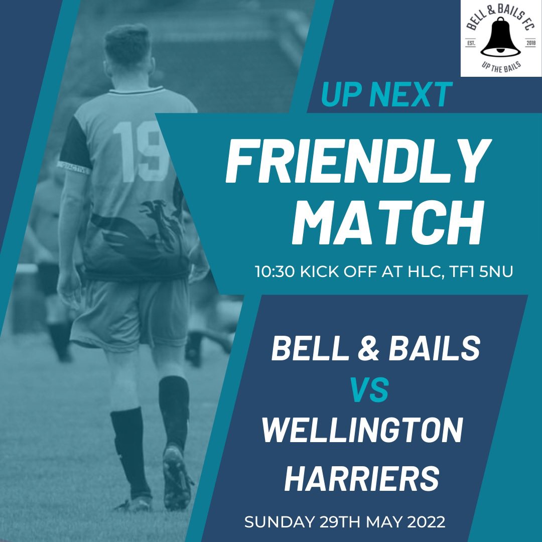 BellandBailsFC's tweet photo. NEXT MATCH: 

The bails host new side Wellington Harriers in the first pre-season friendly of our schedule! A 10:30am kick off at Hadley Learning Community (HLC) next Sunday!

@bellandbailsfc vs Wellington Harriers

Sunday 29th May 2022. 

#upthebails https://t.co/XEu7xIv8EF