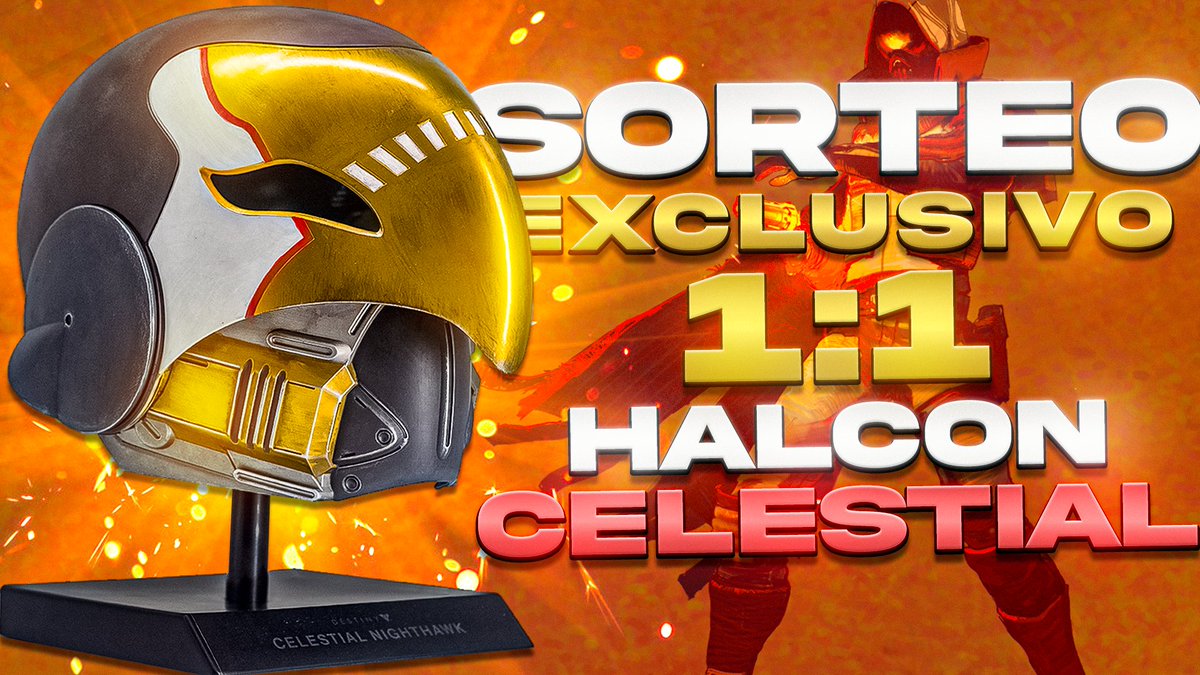 🚨🚨🚨 ¡SUPER SORTEO de #Destiny2! 🚨🚨🚨

Réplica Detallada 1:1 Casco "HALCÓN CELESTIAL" 

🔽Obligatorio🔽

▶️ Sigue a <a href="/destinygamees/">Destiny 2 ES</a> y a <a href="/TheDaykyri/">Daykyri☢️</a>
🔄 RT y ❤️ Me Gusta
🖼️ Responde con Captura de tu Personaje en el Menú.

🏁 Finaliza el 07 junio 2022. 16:00 (GMT+2)