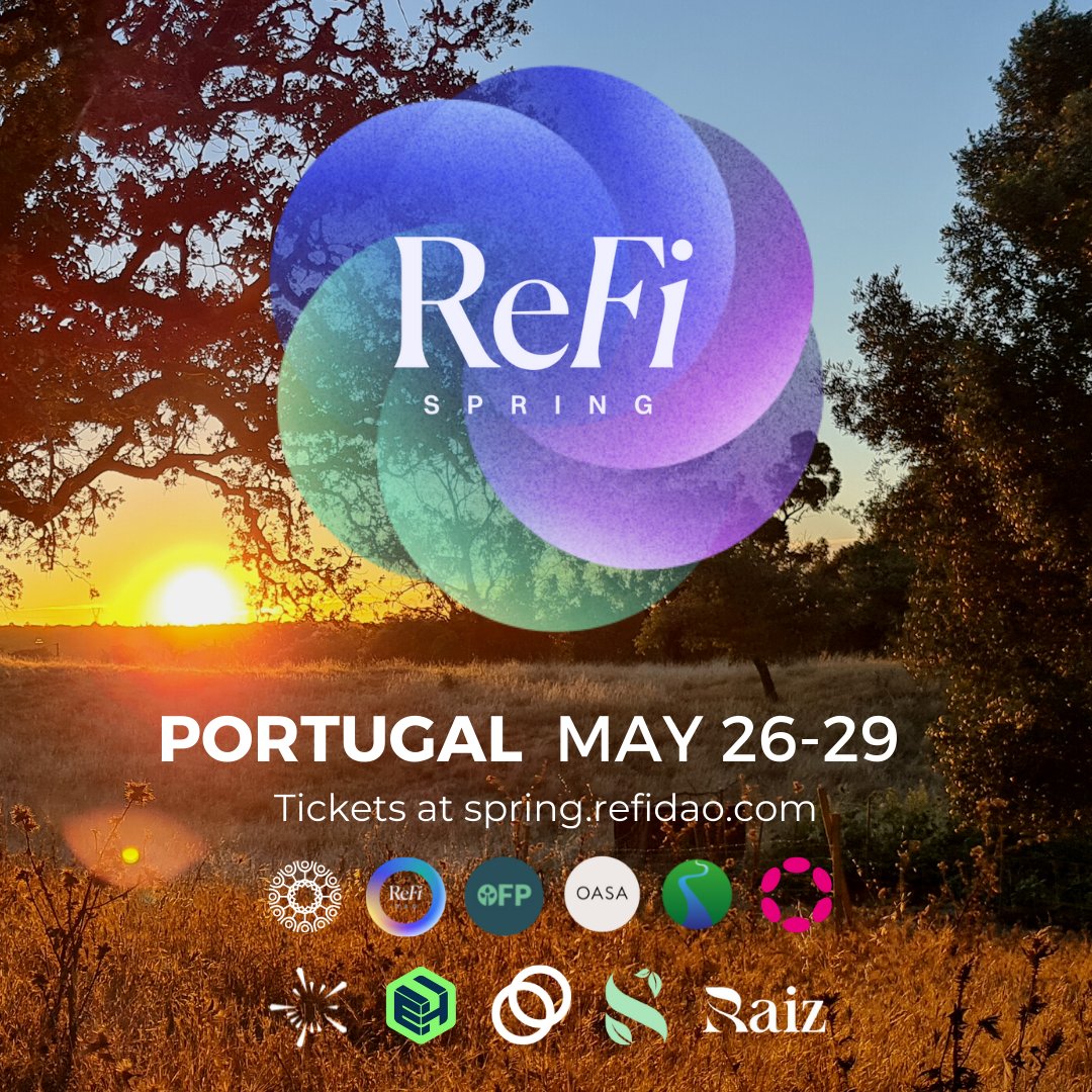 ReFiEvents's tweet photo. More discounted camping tickets released! Our ReFi sponsors @VlinderClimate, @MangroveDAOeth &amp; @gooddollarorg subsidise tickets for low-income people at ReFi Spring! Want to come see #regenerative #finance in action at a pioneering village in Portugal? DM us for your code. https://t.co/GtnoEVgNLy