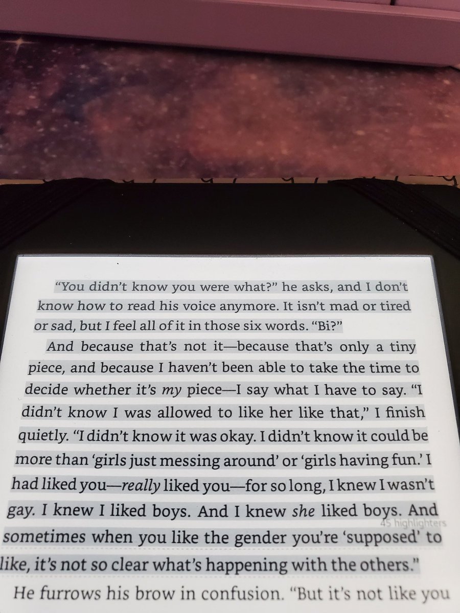 sydneemaealice's tweet photo. "And sometimes when you like the gender you are 'supposed to,' it's not so clear what's happening with the others." 
This. This summarizes what it was like not realizing I was bi until I was in my 20s. #queerbooks #bisexual https://t.co/P0KrF9AV16