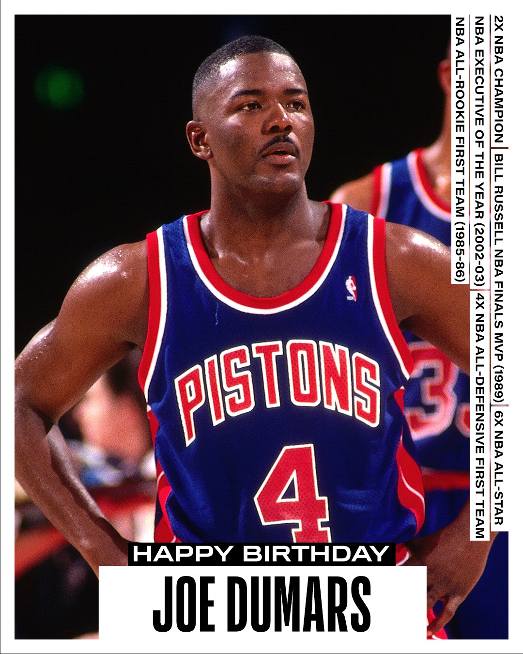 Join us in wishing a Happy 60th Birthday to 6x #NBAAllStar, 2x NBA champion,  1989 NBA Finals MVP and @Hoophall inductee, Joe Dumars!…