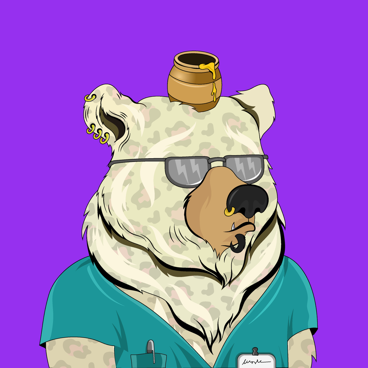 HartshornChaz's tweet photo. Just picked up another #Fancybears and couldnt be more excited that he is FULL of $HONEY Still 🍯🍯🍯. Obviously pumped from the weekend at @veecon with @BartekSibiga @cryptocoffey7 @FancyBearsMeta Thanks @garyvee for hosting an amazing event! https://t.co/0slo5szqDu