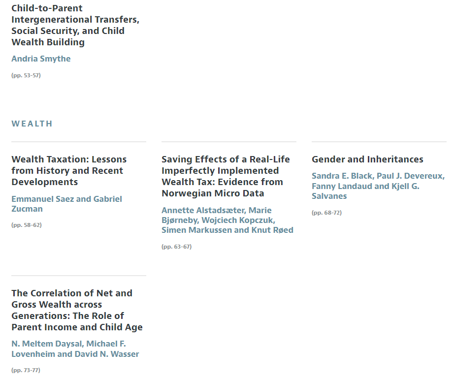 parentalwealth's tweet photo. Most recent issue of AEA Papers and Proceedings contains an interesting section on wealth https://t.co/EWQKO9AK7Z https://t.co/RvjCVeNfuw