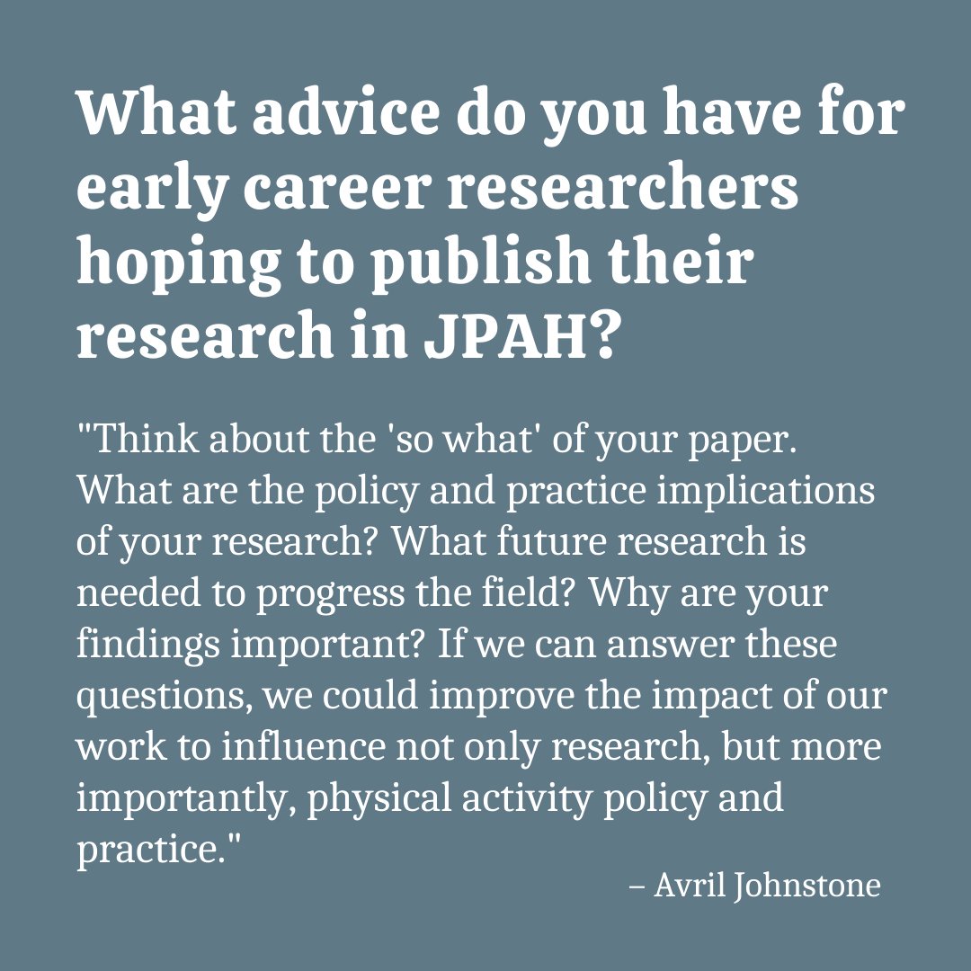 Meet Avril Johnstone, a postdoc researcher with <a href="/theSPHSU/">Improving Health</a> who just published in JPAH on nature-based early childhood education. Read a quick interview with her in the slides below &amp; then click through to her article.

🏴󠁧󠁢󠁳󠁣󠁴󠁿 @avril_johnstone

➡️ doi.org/10.1123/jpah.2…

#Earlycareer