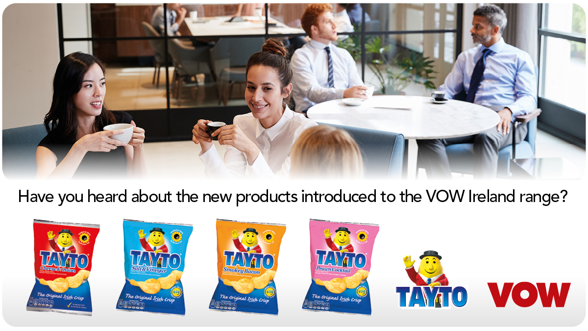 VOW_Ireland's tweet photo. Crisp sandwiches for lunch?
You bring the bread, we'll bring the Tayto.
From our new 'Catering for the Workplace' range #nowyertalking 
@MrTaytoIreland https://t.co/JPwcAJID53