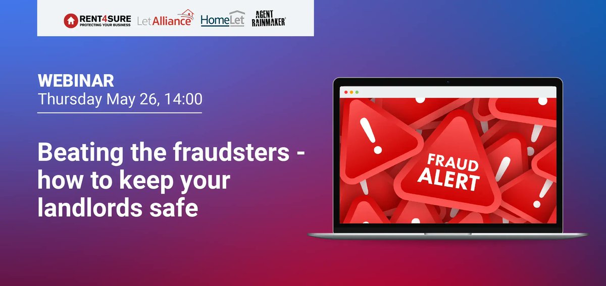 Rent4sureLtd's tweet photo. Our three leading property experts will reveal and share their inside knowledge with you in this exciting free #webinar to help protect our industry. Join our live training on May 26th at 14:00, secure your seat now: https://t.co/Hi8N9rqRin @LetAlliance @HomeLet @AgentRainmaker https://t.co/Ga4guJYm8p