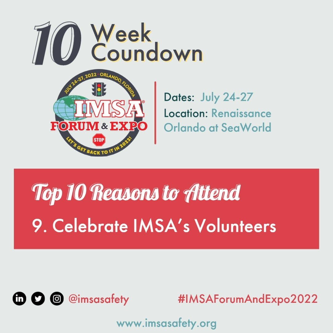 The countdown continues! The IMSA Forum and Expo is only 9 weeks away! We invite you to join us as we honor the dedicated individuals who sustain our mission. There is still time to register: events.imsasafety.org/Events/IMSA202… #IMSAForumAndExpo2022 #LetsGetBackToIt
