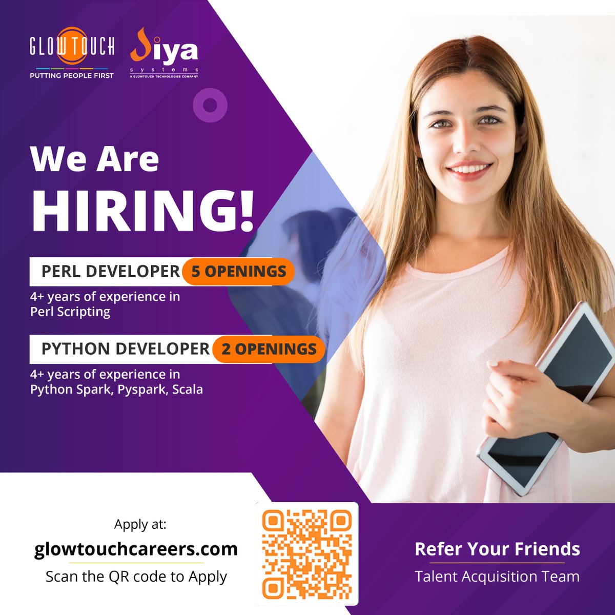 diya_systems's tweet image. You have the skills; we have a need for them. PHP, Perl, and Python developers with 4+ years of experience are encouraged to apply. Your path to growth begins at glowtouchcareers.com.
#Hiring #PHPDeveloper #PerlDeveloper #PythonDeveloper #Diya #GlowTouch