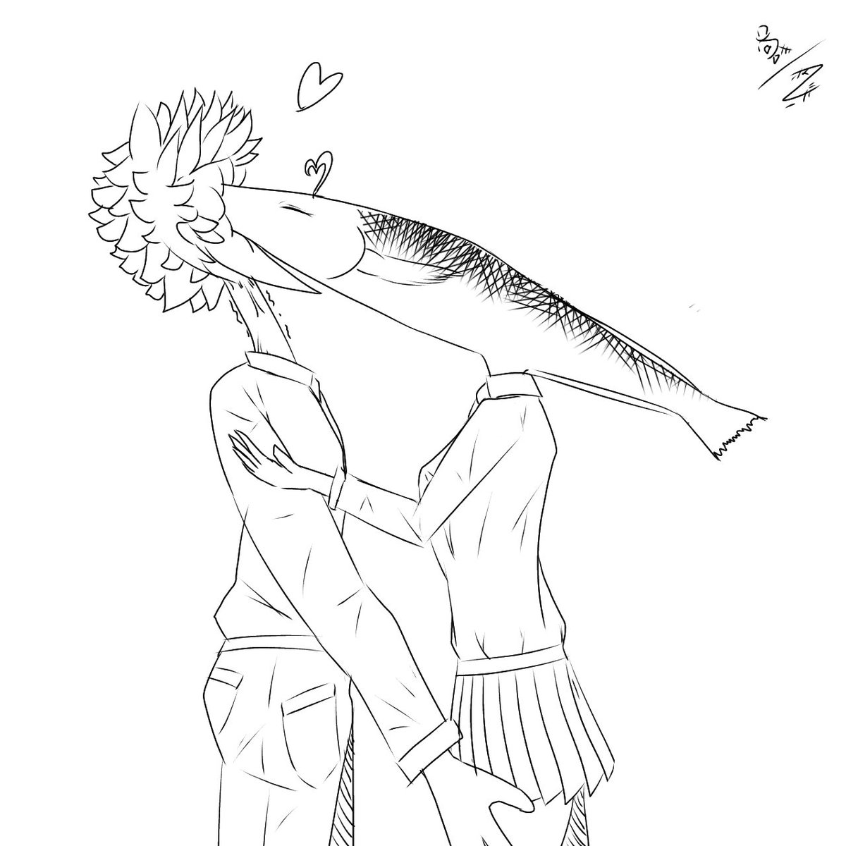 昨日はキスの日だったと
DMで教えてもらい
取り急ぎ描いた落描き 