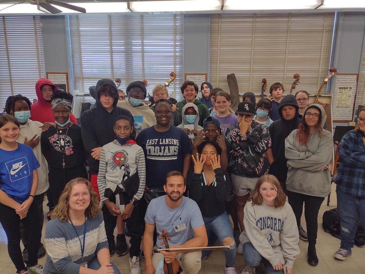 Just a normal day in Wilson Rams orchestra!

Will Hagen visited after playing a set with Orchestra Iowa last weekend. He is a Julliard trained violinist and brought his Stradivarius violin to play for Wilson Rams Orchestra students. Way to go Rams!