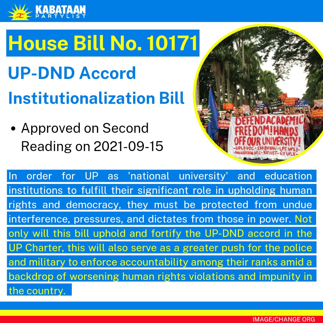 KabataanPL's tweet photo. KABATAAN PARTYLIST HOME STRETCH LEGISLATIVE AGENDA FOR 18TH CONGRESS

In its last six session days, Kabataan Partylist seeks the passage of some key legislative measures into law before sine die adjournment. https://t.co/bX616obsAK