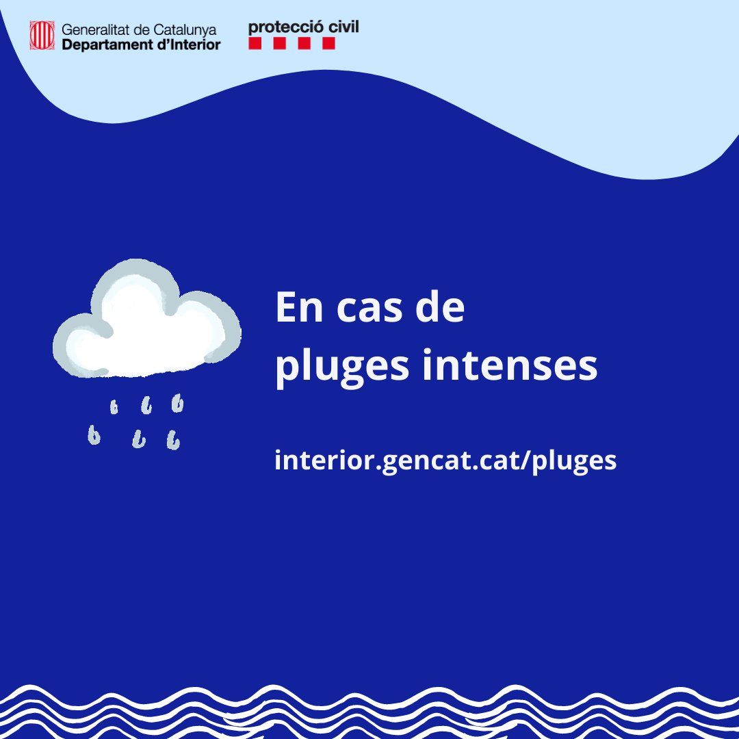 emergenciescat's tweet photo. Extrema les precaucions en els desplaçaments a les zones afectades per les pluges intenses i prudència en les activitats a l'exterior.

Alerta #INUNCAT #ProteccioCivil https://t.co/HSzfAafFei