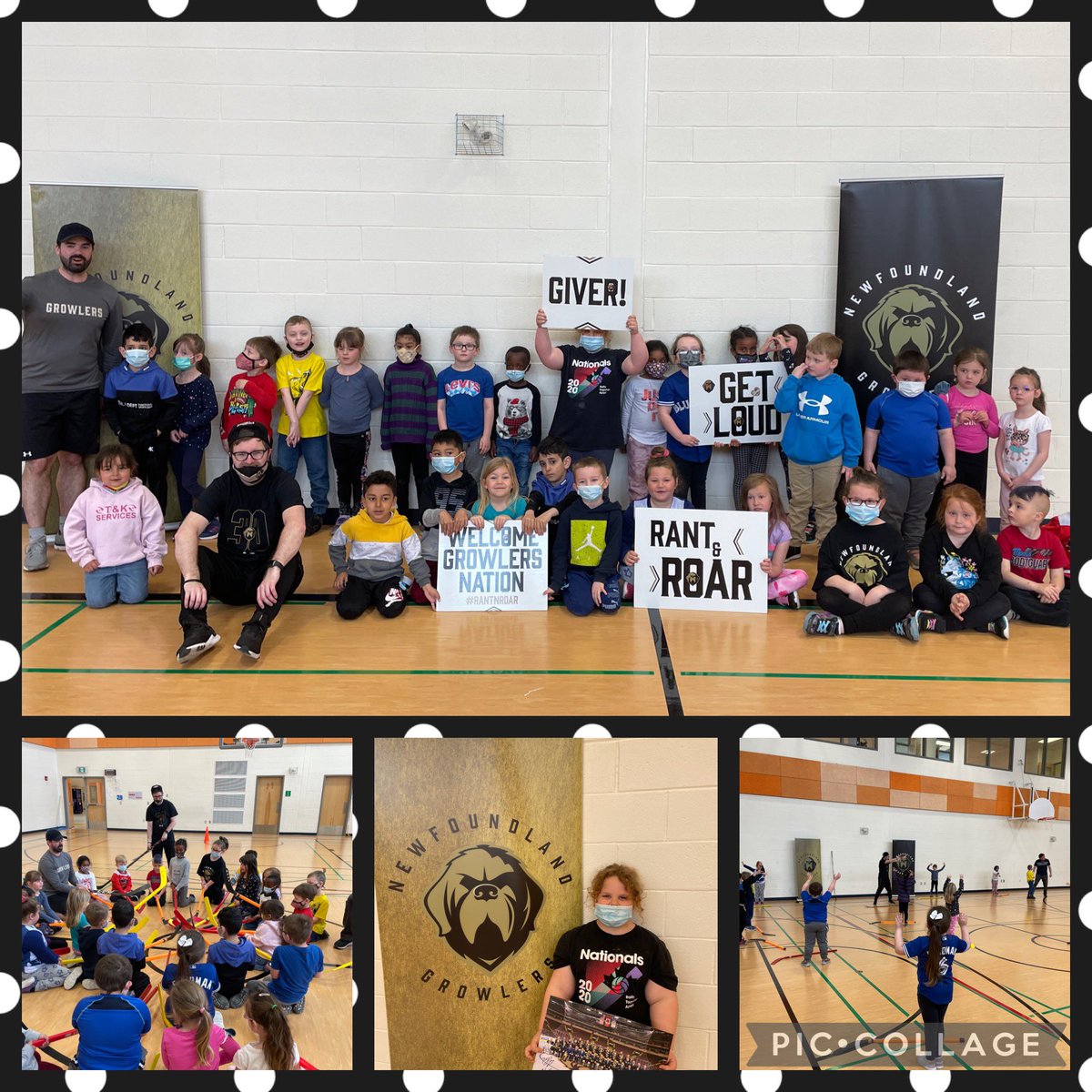 MsHomerEPE's tweet photo. Our Kindergarten students had so much fun this morning learning hockey skills from the @NLGrowlers. Thanks so much for coming to @eastpointelem today! https://t.co/70PE88J2yR