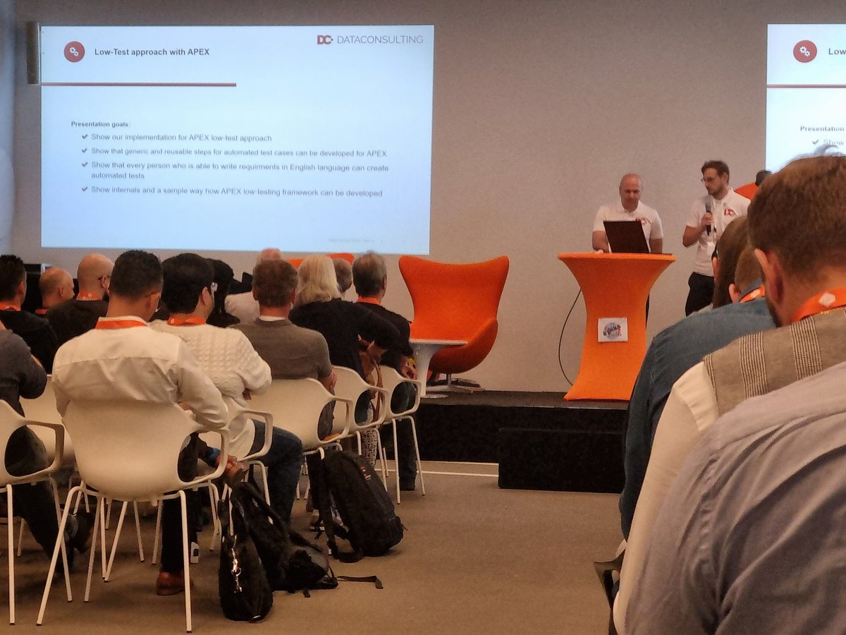 RafalStryjek's tweet photo. Wouldn’t it be great if you could have a #lowtest approach to declare businness requirements in english and use them to run automated tests against #orclapex apps? Well you can, without writing any script! #lowtesting #orclapex
@BorowskiKrzybor @PrzemekKantyka at #apexworld2022 https://t.co/H0bhPVk5Z8