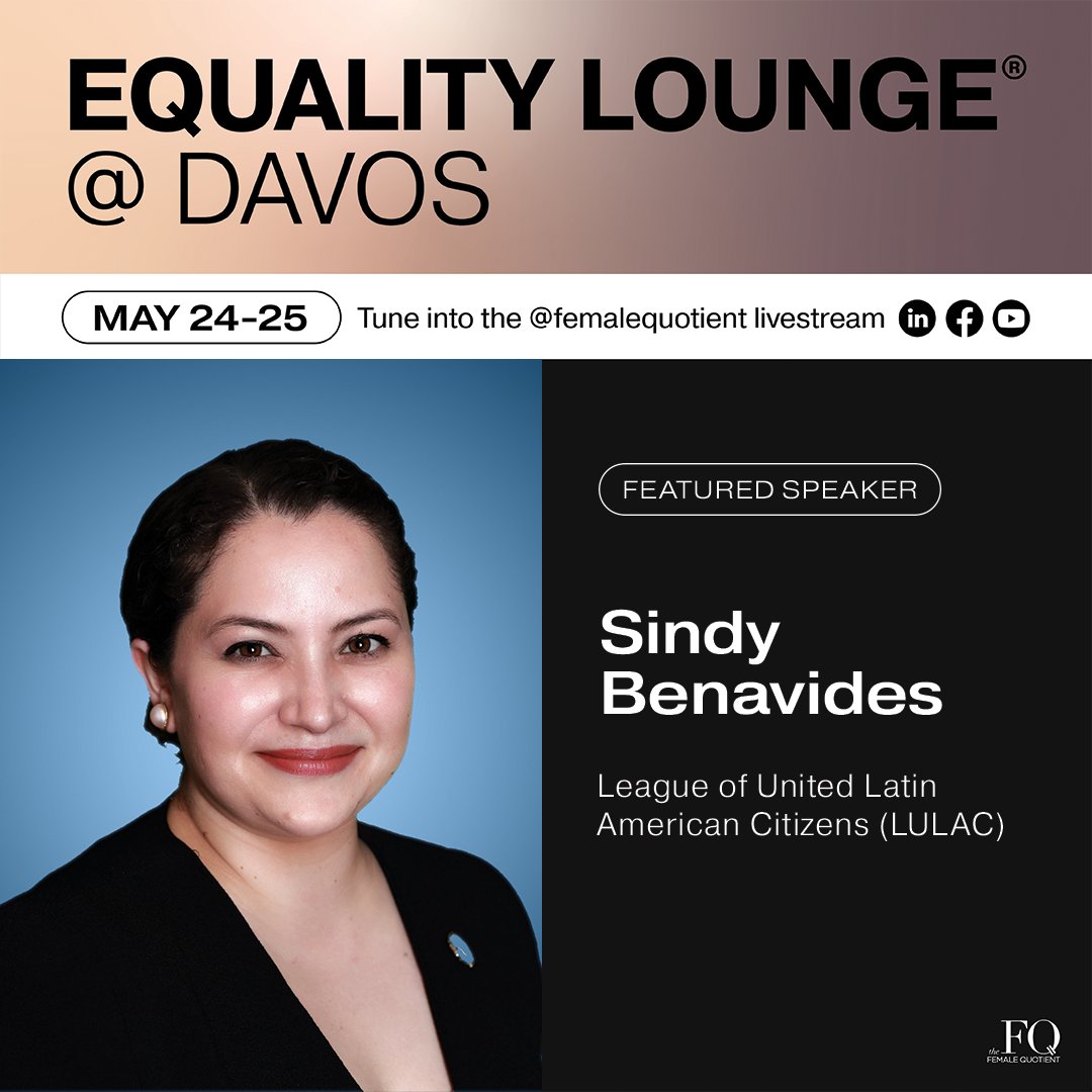 SindyBenavides's tweet photo. I’m thrilled to be joining @femalequotient alongside the world’s most powerful luminaries at #Davos, where we'll assess the current state of global equality and align on solutions that will close the gaps and build a more equitable future. #EqualityLounge: https://t.co/W0izsDrzS4 https://t.co/WGpYaNBjDK