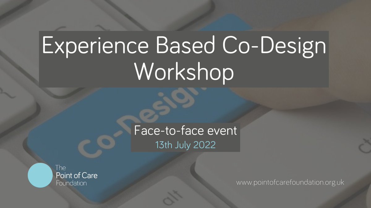 🚨 There's still time to sign up to our next Experienced Based Co-Design workshop! 🚨

Participants will learn how to use #EBCD to improve the delivery of their services.

🗓 13 July 2022
📍 London (Venue TBC)

For more info, visit 👉 bit.ly/3sjpY5K
