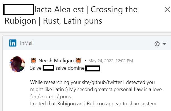 My #1 biggest personality flaw is being overtly proud of my (imo) clever puns 😏🦀 #rustlang #latin #puns