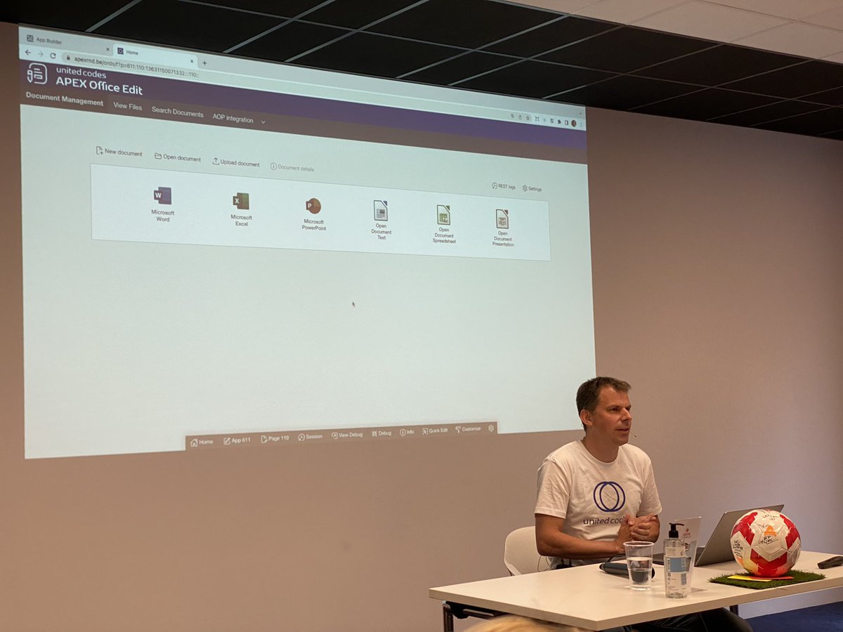 <a href="/dgielis/">Dimitri Gielis</a> showing us the power of APEX Office Edit, first live demo ever #orclapex #apexworld2022 <a href="/united_codes/">United Codes</a>