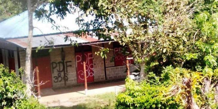 2 civilian houses, which have no people living in it for 6 months, were sealed off by juntas on pretext of being the houses of PDF members, reportedly.  #Total_StopSponsoringJunta #2022May24Coup #WhatsHappeningInMyanmar