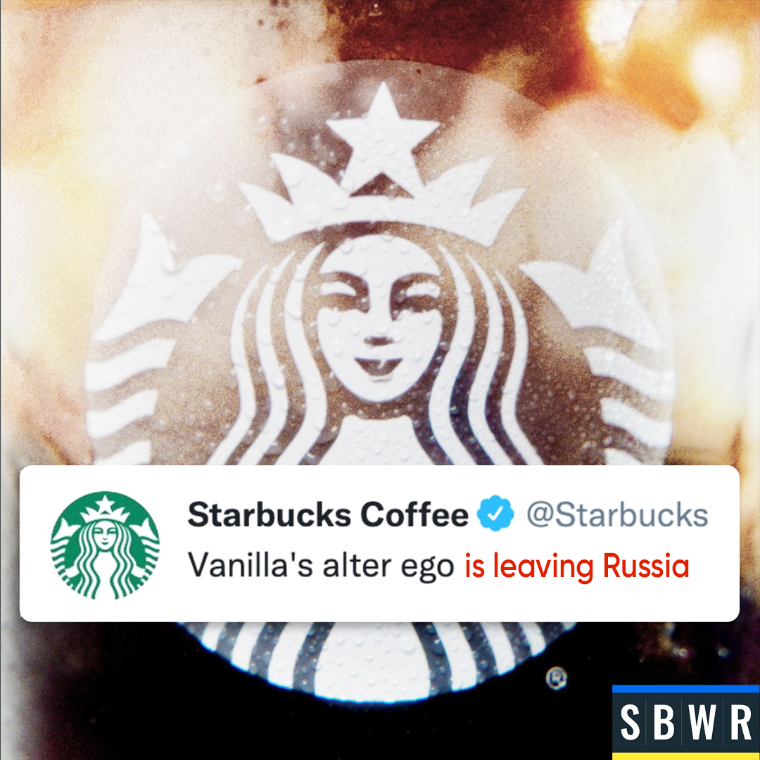 SBWR2022's tweet photo. The brand will no longer be represented on the Russian market.
On 23 of May, the company announced that it will finally curtail the work of 130 establishments in Russia. @Starbucks 
#stopbusinesswithrussia #standwithukraine #starbucks #stopthewar https://t.co/FdbZg4Lesy
