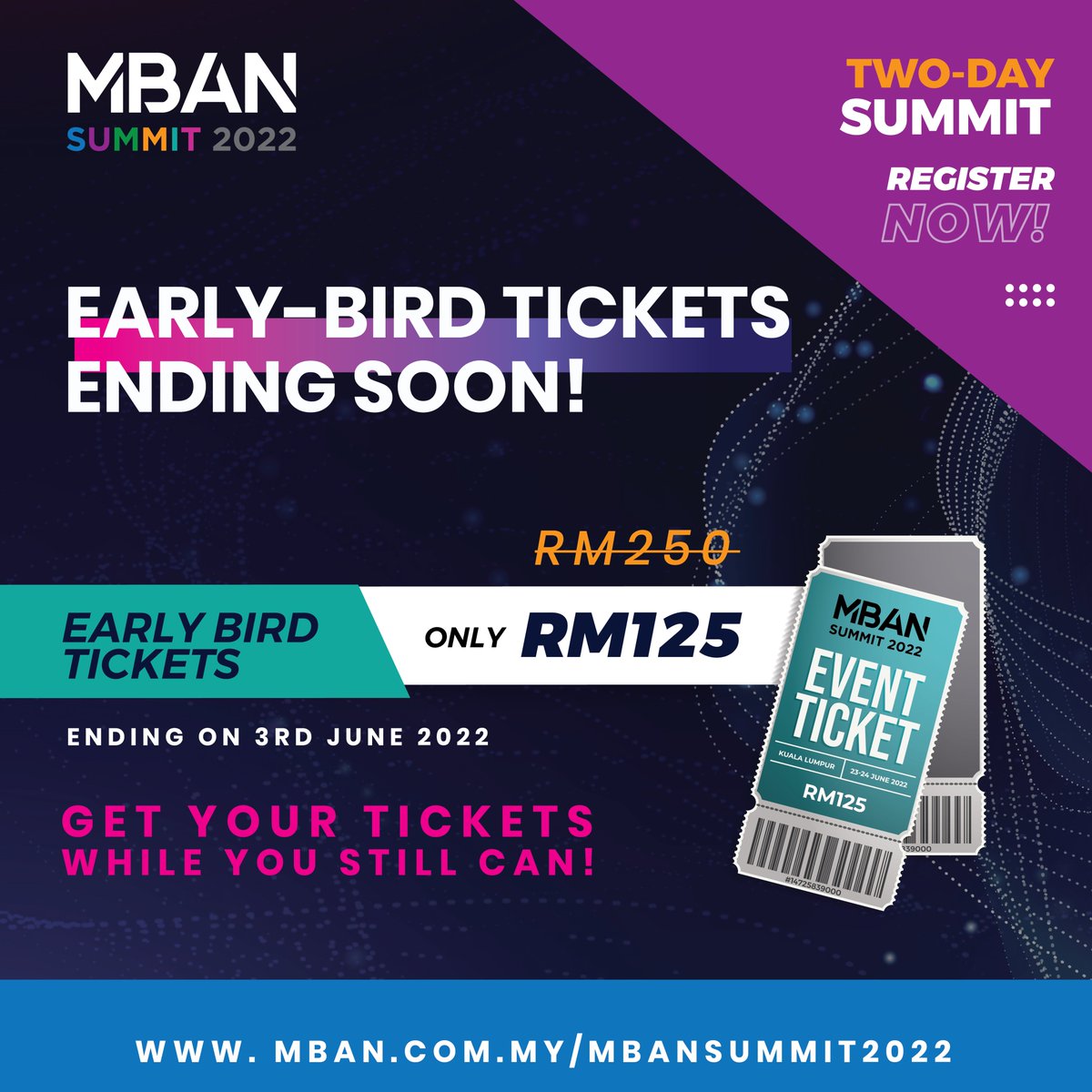 📣 𝗡𝗼 𝗢𝗻𝗲 𝗟𝗲𝗳𝘁 𝗕𝗲𝗵𝗶𝗻𝗱 - The MBAN Summit 2022 is at full steam ahead and taking place over two days on 23 - 24 June! 

Join the dialogue but don’t delay - Our early bird promo is ending soon! 🎟️ Get your tickets at a massive discount at mban.com.my/mbansummit2022