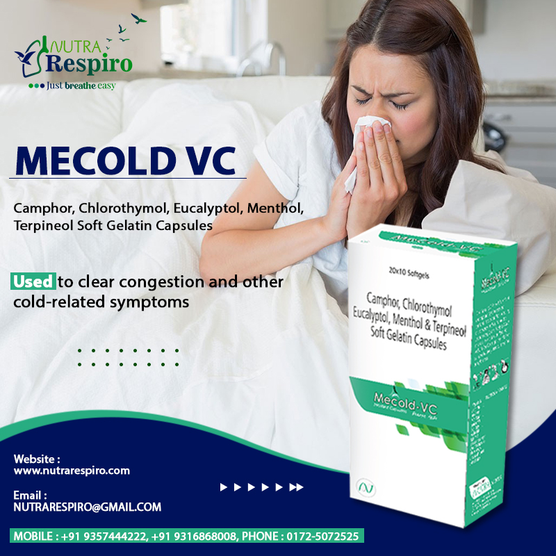 MECOLD VC BY Nutra Respiro
.
For more info, reach out to us 
Ph No. - +91 9357444222
Email id - nutrarespiro@gmail.com
.
.
.
#toppharmacompany #authenticproducts #bestquality #chandigarh #franchiseopportunities #COPD #copdtreatment #capsules