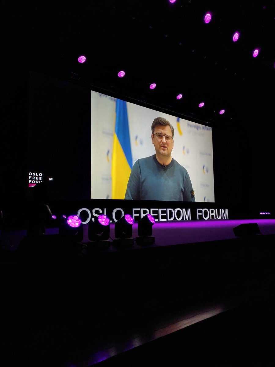 The incredibly strong civil society has been a key factor of #Ukraine's resilience. -- Ukrainian foreign minister <a href="/DmytroKuleba/">Dmytro Kuleba</a>, at #OsloFF <a href="/OsloFF/">Oslo Freedom Forum (OFF)</a>
