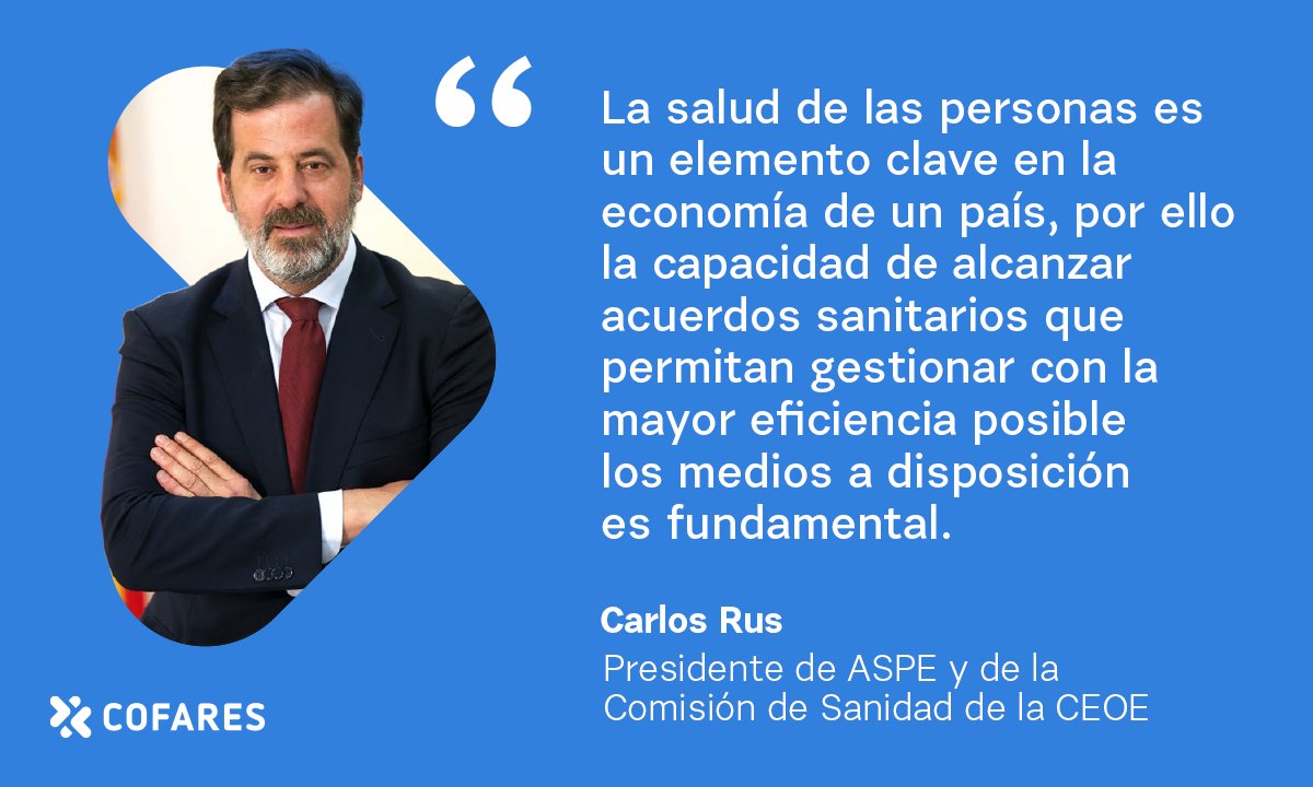 Poner en valor el tejido empresarial sanitario y alcanzar un acuerdo para una gestión más eficaz, aspectos clave para <a href="/CarlosRusp/">Carlos Rus</a>, Presidente de @ASPE_SPrivada y de la comisión de Sanidad de la <a href="/CEOE_ES/">CEOE</a>.

Lee el artículo completo en #MundoFarmacéutico. ➡️ bit.ly/3NsdIIg