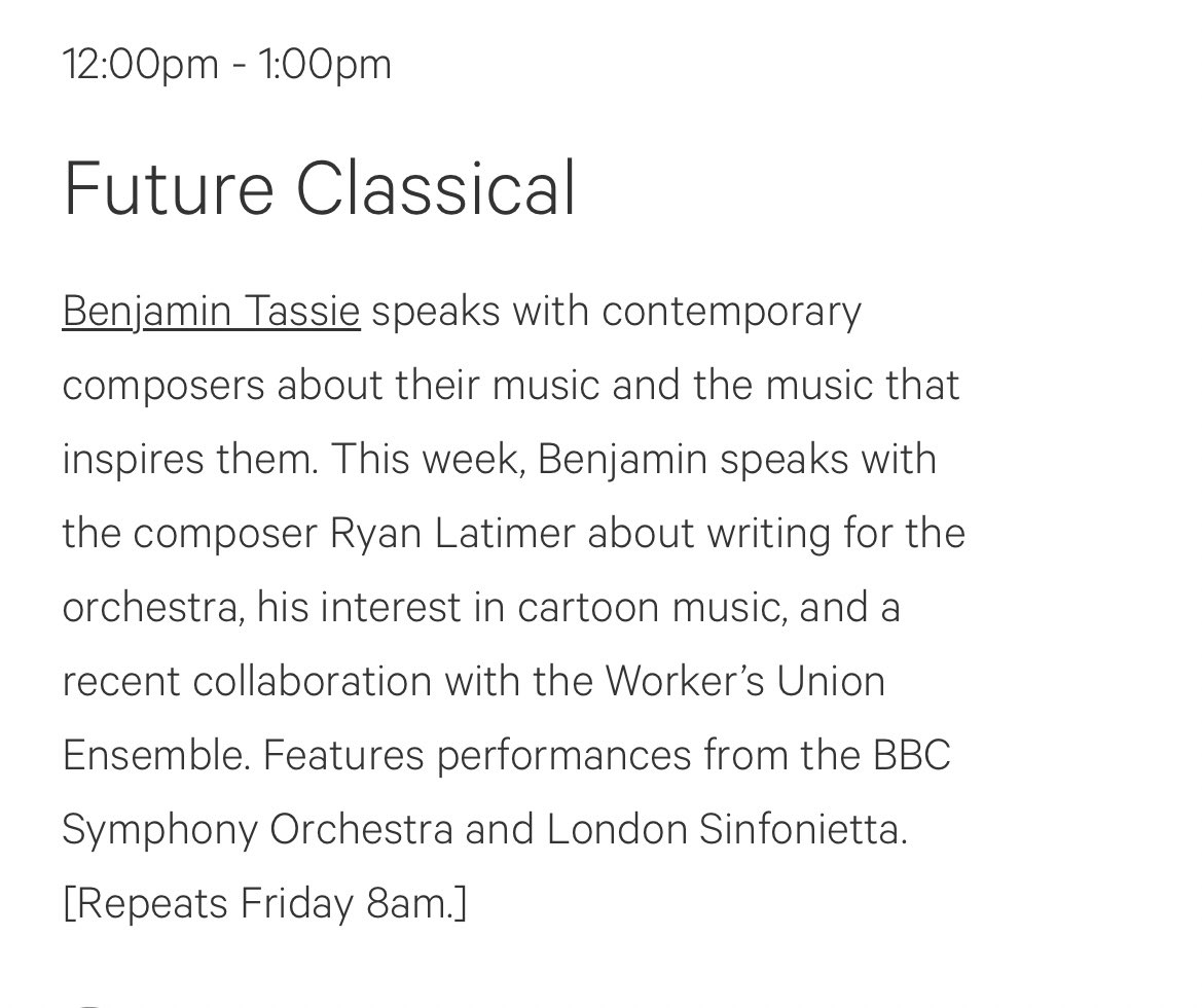 Had a lovely chat with @benjamintassie for <a href="/ResonanceFM/">Resonance FM</a> - discussing whale anatomy, DNA altering plants and tracks from my recent album ‘Antiarkie’ on <a href="/nmcrecordings/">NMC Recordings</a> 

Performances from <a href="/BBCSO/">BBC Symphony Orchestra & Chorus</a> <a href="/Ldn_Sinfonietta/">London Sinfonietta</a> @MezzoRosie and <a href="/TheWorkersUnion/">WorkersUnionEnsemble</a> ☺️

12:00 👉 resonancefm.com
