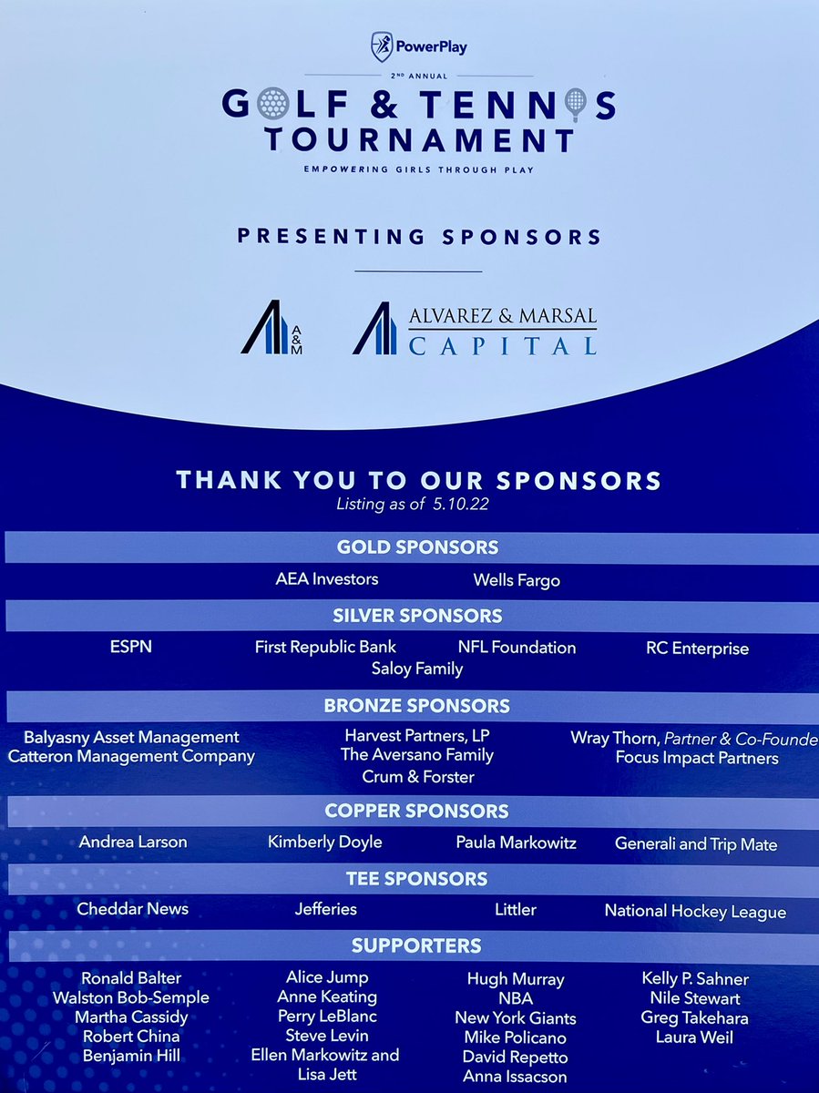 PaulAversano's tweet photo. I would like to personally thank everyone who contributed to making the @PowerPlayNYC 2nd annual #golf and #tennis tourney an overwhelming success - over the next few days I am going to specifically recognize many of these orgs and individuals who sponsored our event! #grateful https://t.co/38KfP7V9E4