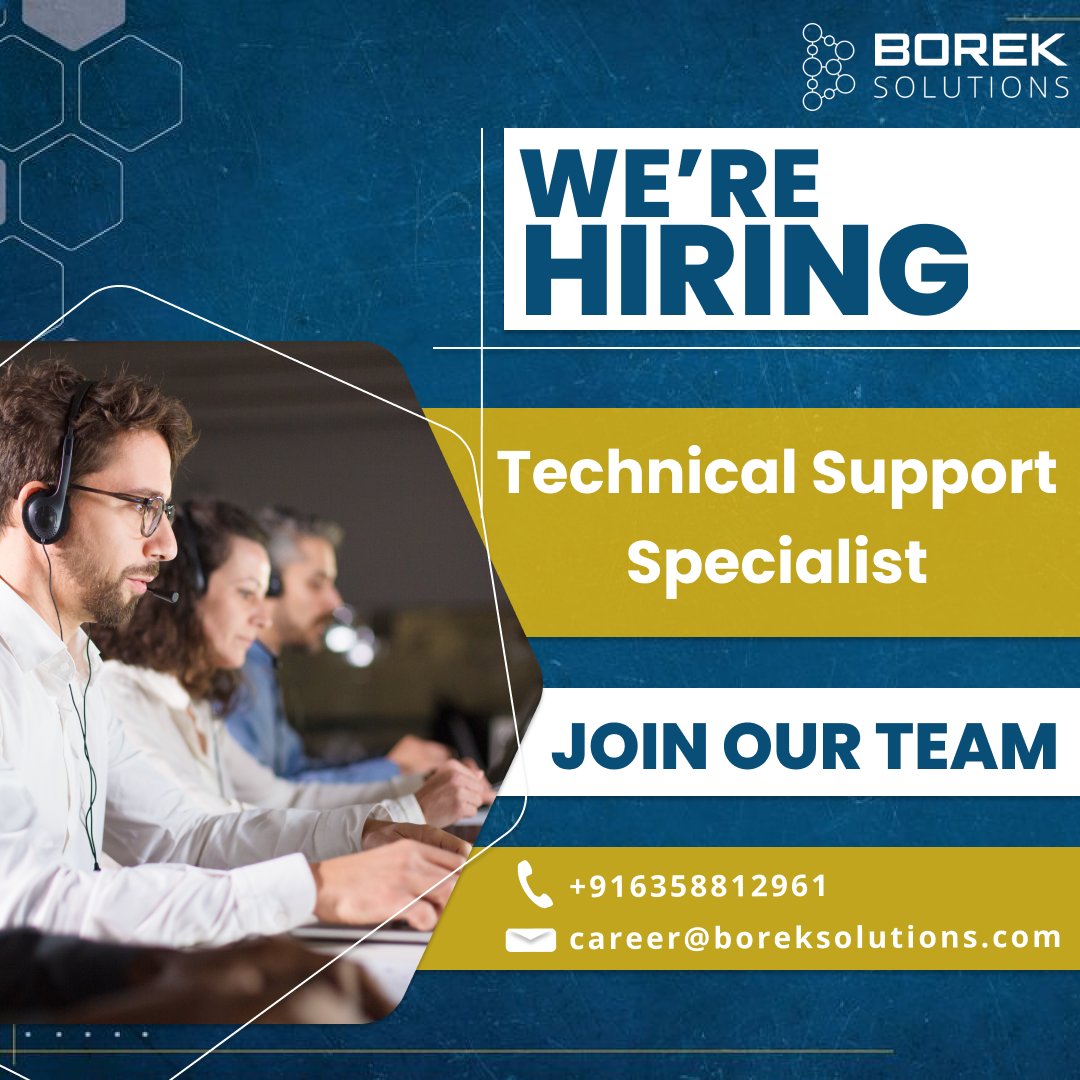 *Hiring Alert*

Are you a Technical Support Specialist and looking for a job opportunity?

At Borek Solutions we have a job role to fill in for #TechnicalSupportSpecialist

Apply now at career@boreksolutions.com
For more details, visit our career page: boreksolutions.com/career/