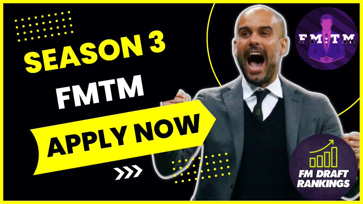 FMTopManager's tweet photo. 🚨APPLICATIONS FOR SEASON 3 FMTM NOW OPEN

📆 Group Stages - 9/10th June (7PM)
📆 Final Tournament - 26th June (7.30PM)

📩 Applications close 31st May

@FMRankings @fmcustomkits

Apply down below
🔽
https://t.co/uPhpUqImmK

#FM22 #FootballManager #WeAreTheCommunity #FMTM https://t.co/Jz8jH9gv0Y