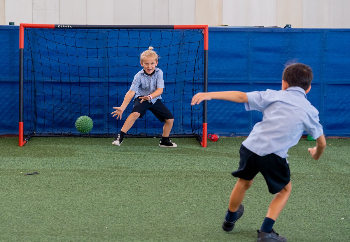 BSAKAbuDhabi's tweet photo. What a wonderful tonic to snap #BSAKYear1 playtime fun today. Temperatures may be rising but it didn't hinder their football, netball and socialising. #BSAKfun https://t.co/pOJdZeiyFc