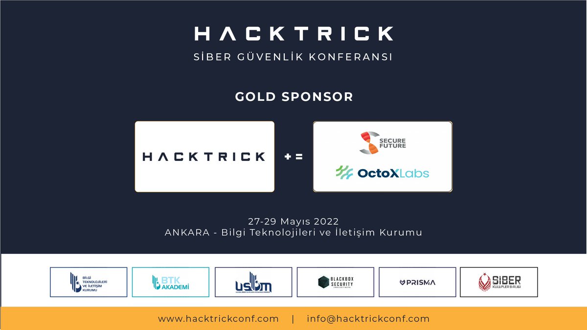 hacktrickconf's tweet photo. Hacktrick22'ye GOLD sponsorlukla destek olan OctoXLabs'A teşekkür ederiz. 

#hacktrick22

@OctoXLabs https://t.co/VsmHmXttzk