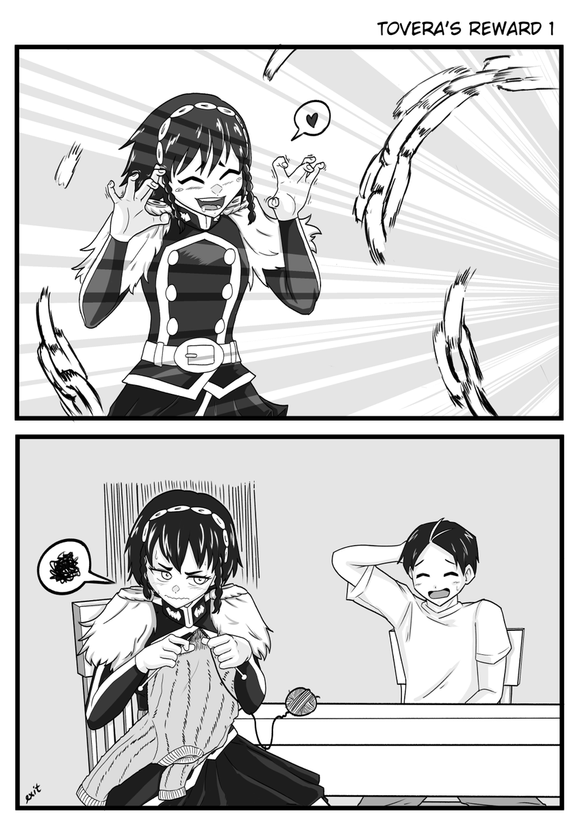 exit_oxide's tweet image. Got a commission to do a couple of 2komas for Tovera and her rewards if she got lent Yuuki. It&apos;s actually quite wholesome. #魔都精兵のスレイブ #東海桐花